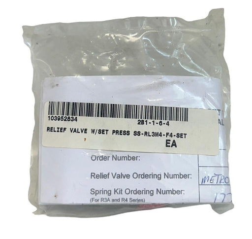 NEW SWAGELOK SS-RL3M4-F4 / SSRL3M4F4 RELIEF VALVE W/ SET 124.0PSIG 316SS NSMP