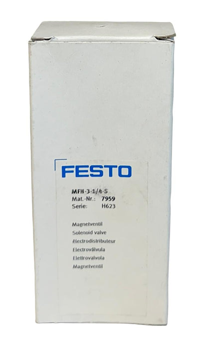 NEW FESTO MFH-3-1/4-S / 7959 PNEUMATIC SOLENOID VALVE 1-8BAR ELECTRICAL NSMP