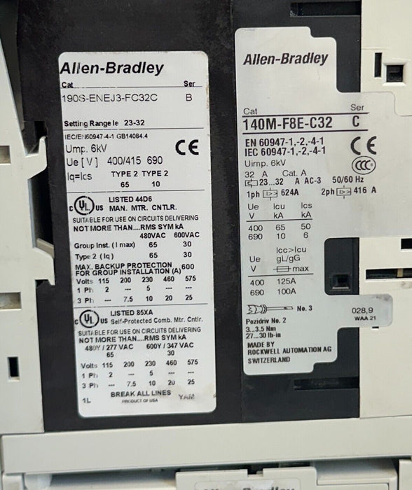 ALLEN BRADLEY 190S-ENEJ3-FC32C /B COMPACT COMB STARTER W/ BREAKER 23-32A USNP