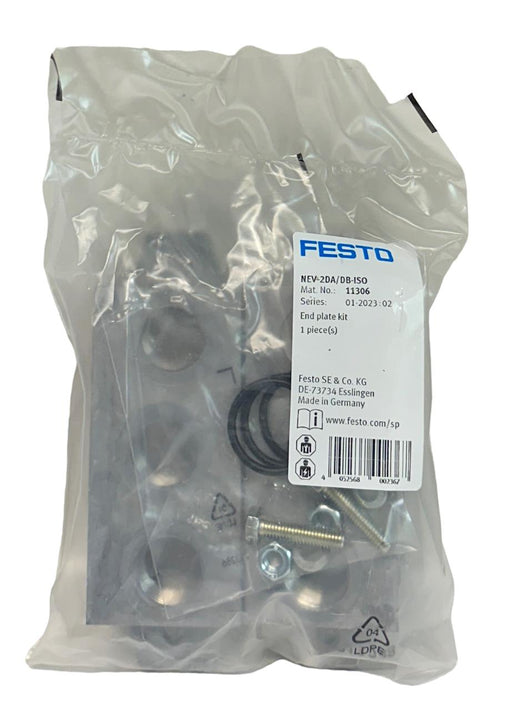NEW SEALED FESTO NEV-2DA/DB-ISO / 11306 ALUMINUM END PLATE KIT G1/2 NSFS