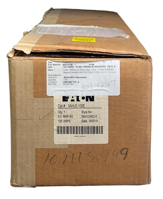 NEW EATON 5AHLE-100E / 5981C46G10 BUSSMANN SERIES LIMITING FUSE 5.5kV 100A NSMP
