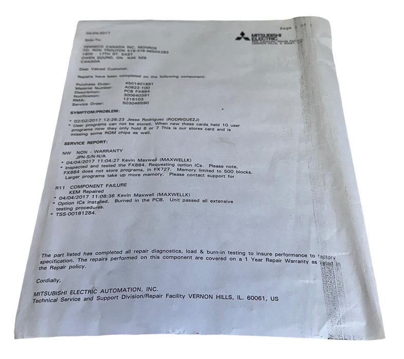 MITSUBISHI FX884A / BN624A730G52 MAZAK CONTROL BOARD MAZATROL RSNP *