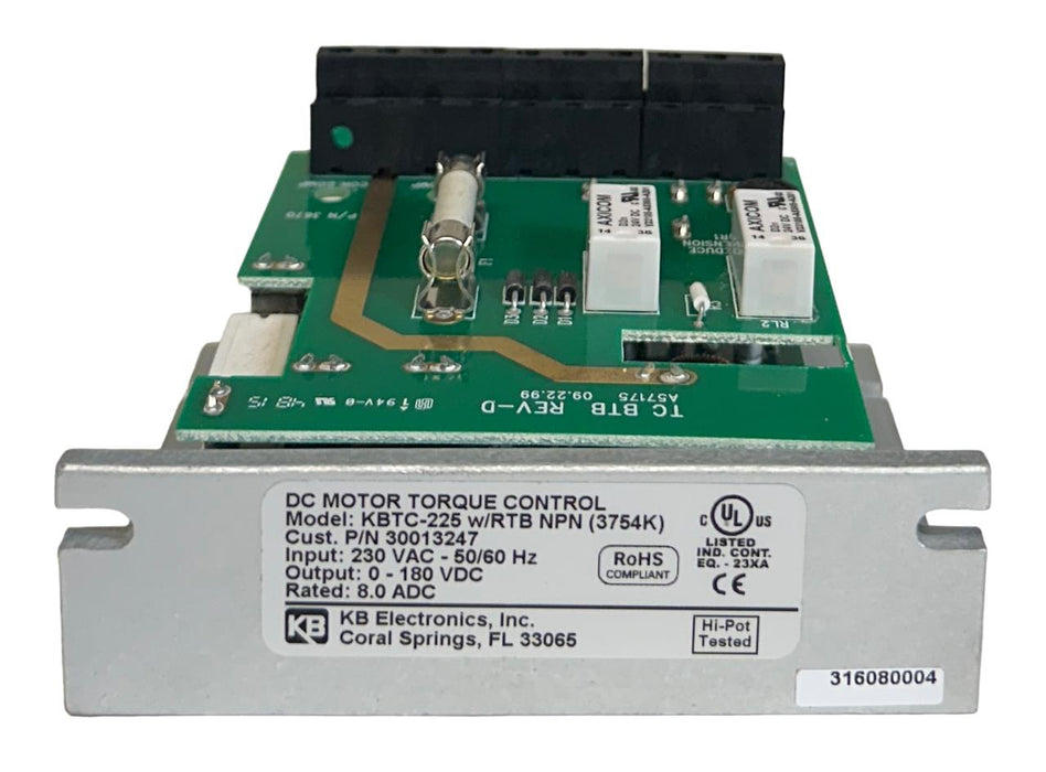 KB ELECTRONICS KBTC-225 / 3754K / 30013247 TORQUE CONTROL W/ RTB NPN 230VAC NSNP