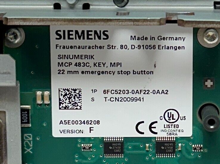 SIEMENS 6FC5203-0AF22-0AA2 / 6FC52030AF220AA2 SINUMERIK MCP 483C KEY MPI USNP