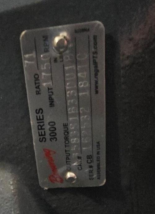 REGAL BROWNING OtN 3000 OTN-3583-S1-B33D-U-184TC RATIO:71 1750RPM U5P2DC REDUCER