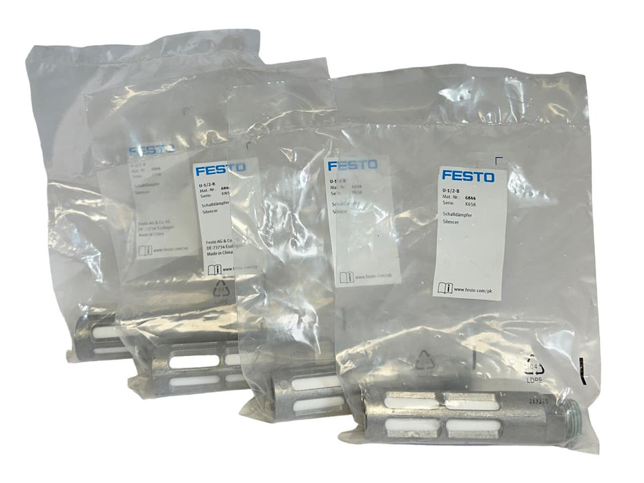 4 FESTO U-1/2-B / 6844 PNEUMATIC SILENCERS / MUFFLERS NSFS