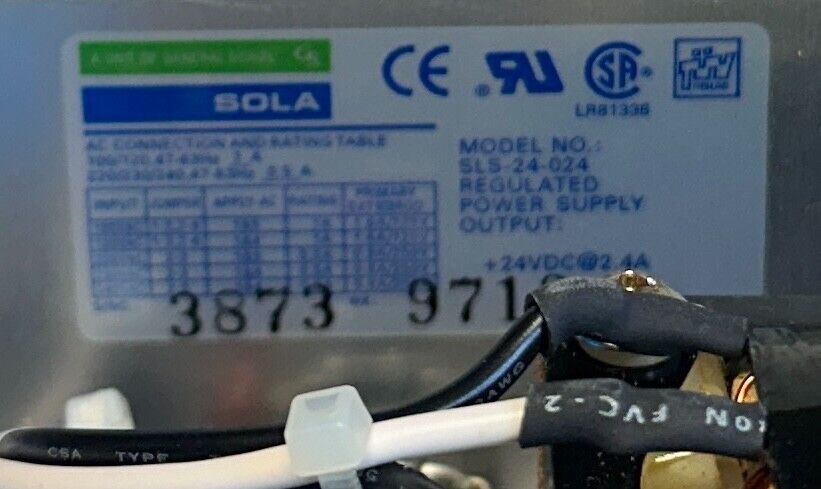 SOLA SLS-24-024 / SLS24024 REGULATED POWER SUPPLY 24VDC OUTPUT 2.4A NSNP