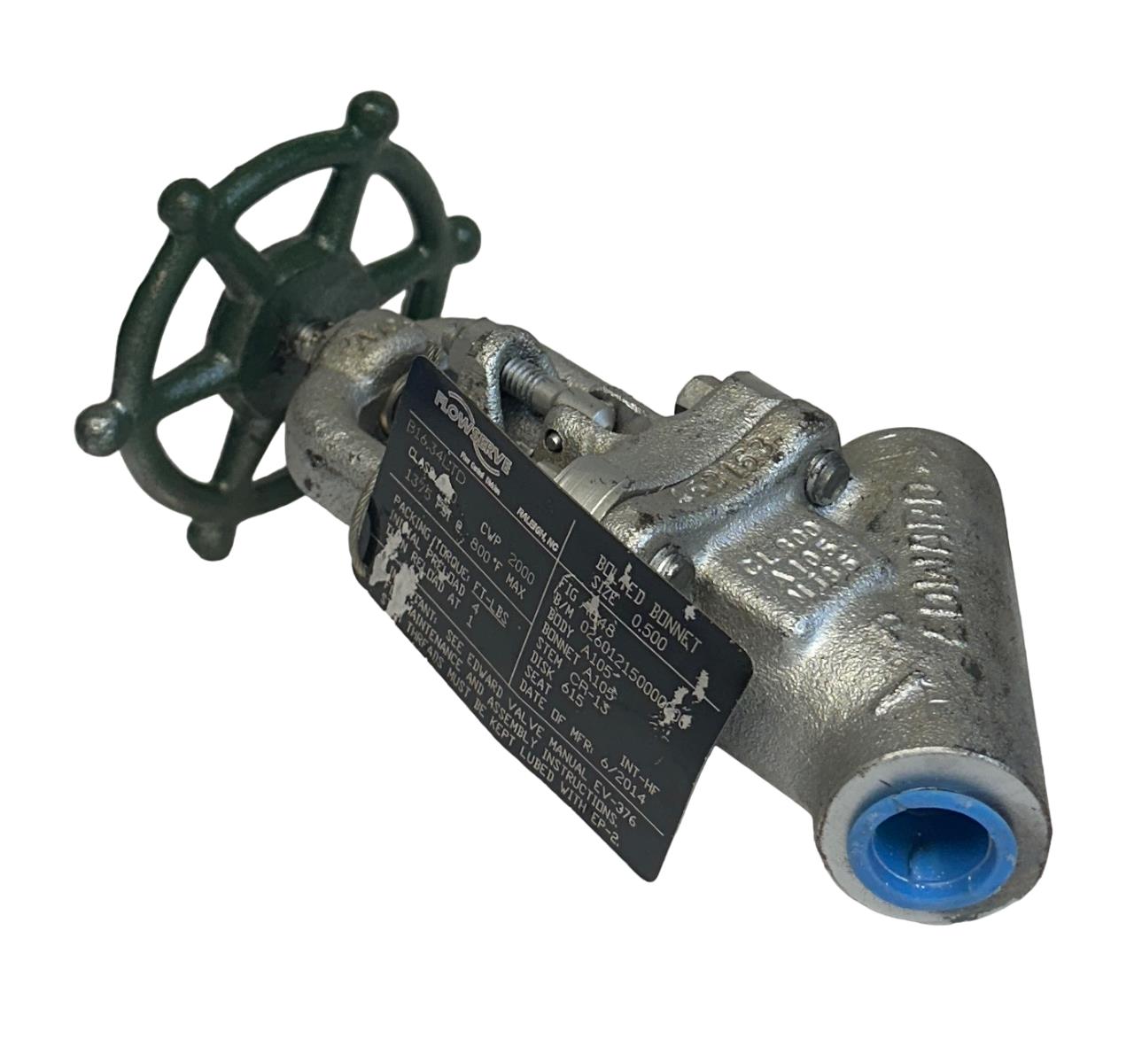 FLOWSERVE B16.34LTD / B1634LTD BOLTED BONNET VALVE SIZE 0.500 BODY A105 NSNP