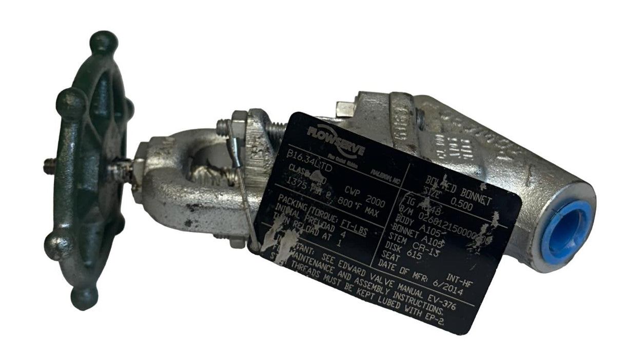 FLOWSERVE B16.34LTD / B1634LTD BOLTED BONNET VALVE SIZE 0.500 BODY A105 NSNP