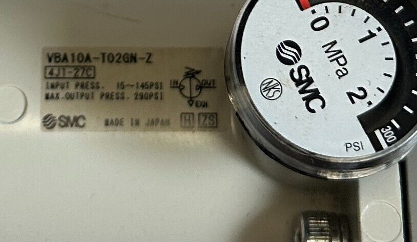 SMC VBA10A-T02GN-Z / VBA10AT02GNZ BOOSTER REGULATOR PRESSURE GAUGE 145PSI NSNP