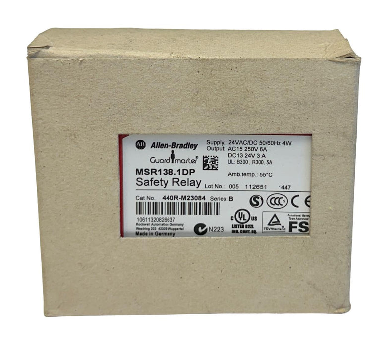 ALLEN BRADLEY 440R-M23084 /B Guardmaster SAFETY RELAY MSR138.1DP 24VAC/DC NSMP