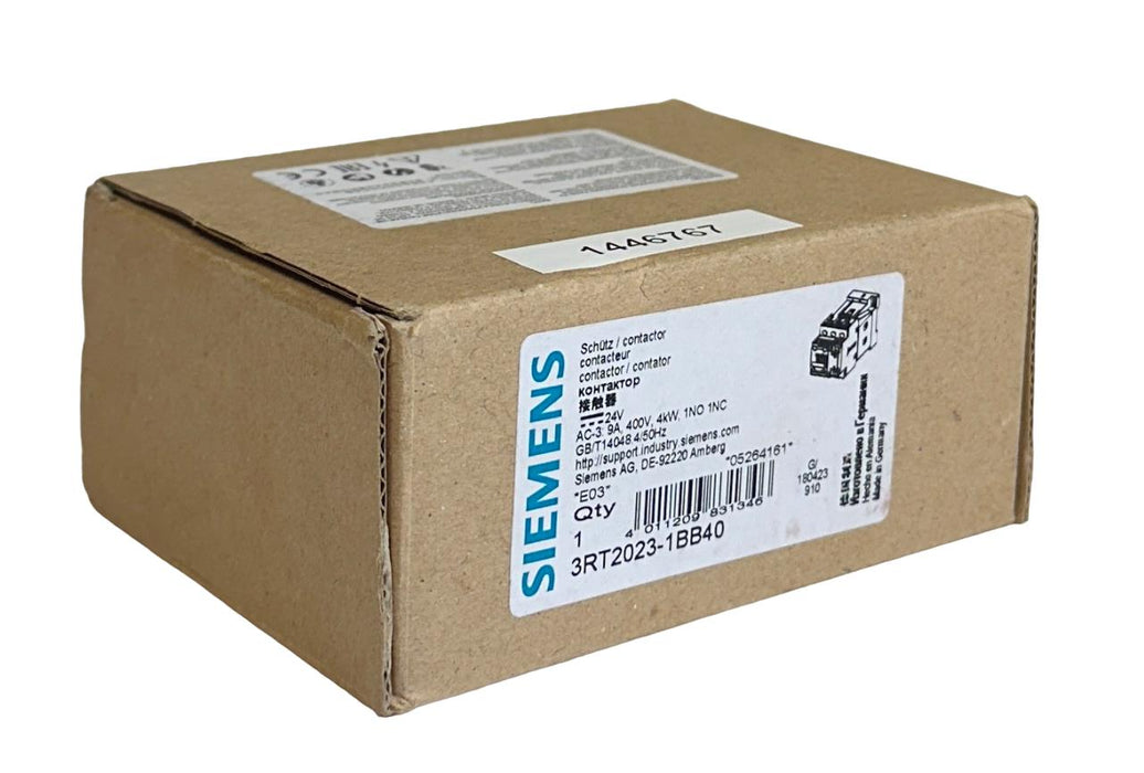 SIEMENS 3RT2023-1BB40 / 3RT20231BB40 SIRIUS CONTACTOR 24V 9A 4kW NSMP