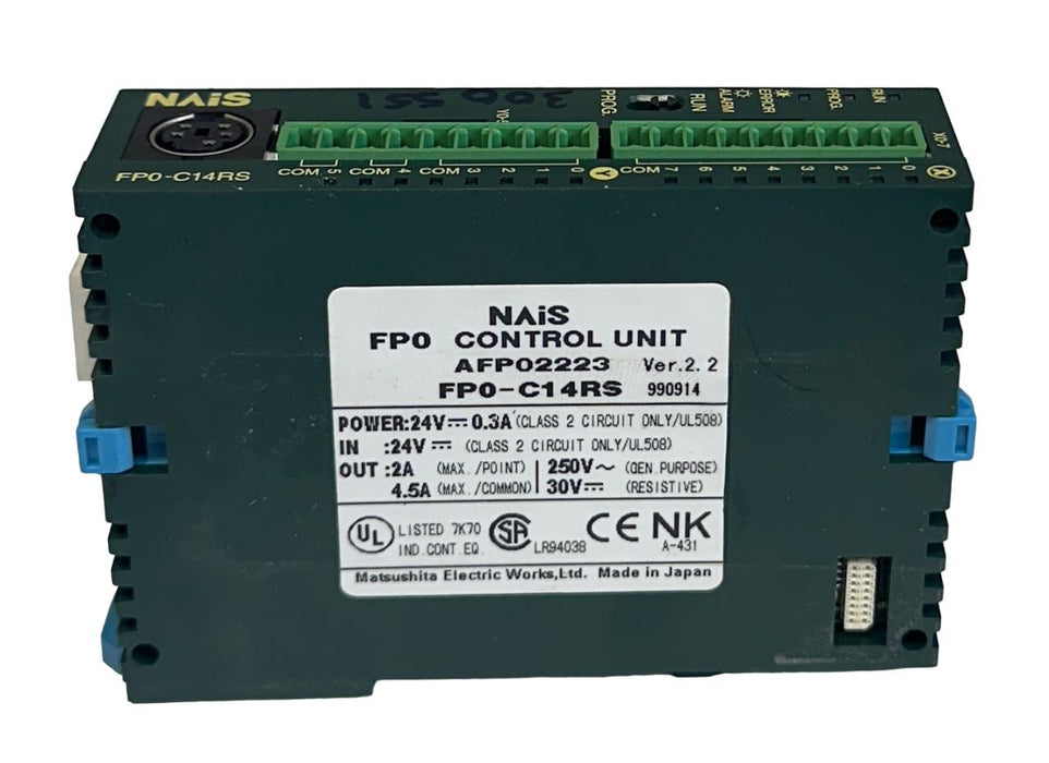 MATSUSHITA ELECTRIC FP0-C14RS / AFP02223 NAiS FP0 CONTROL UNIT 24V USNP
