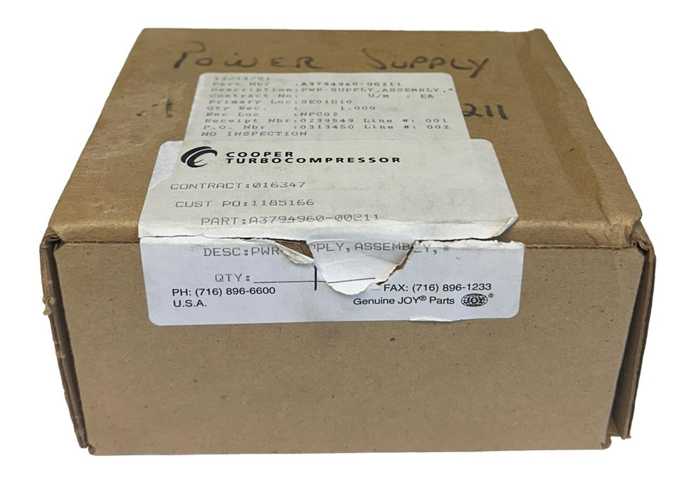 COOPER TURBOCOMPRESSOR A3794960-00211 / HC24-2.4-A POWER SUPPLY ASSEMBLY NSMP