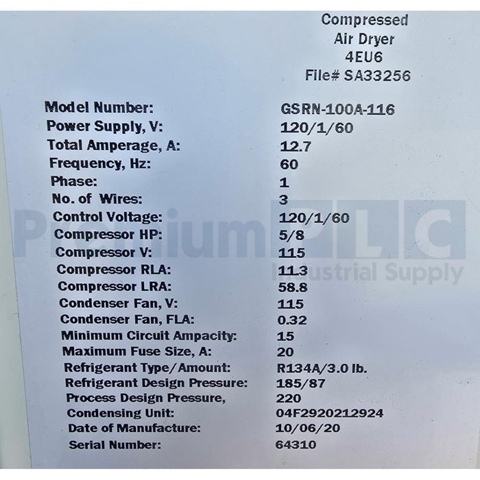 GARDNER-DENVER CHAMPION L15 / CL15 20HP ROTARY SCREW AIR COMPRESSOR W/GSRN DRYER
