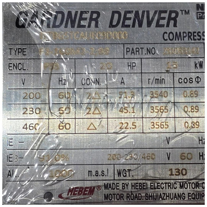 GARDNER-DENVER CHAMPION L15 / CL15 20HP ROTARY SCREW AIR COMPRESSOR W/GSRN DRYER