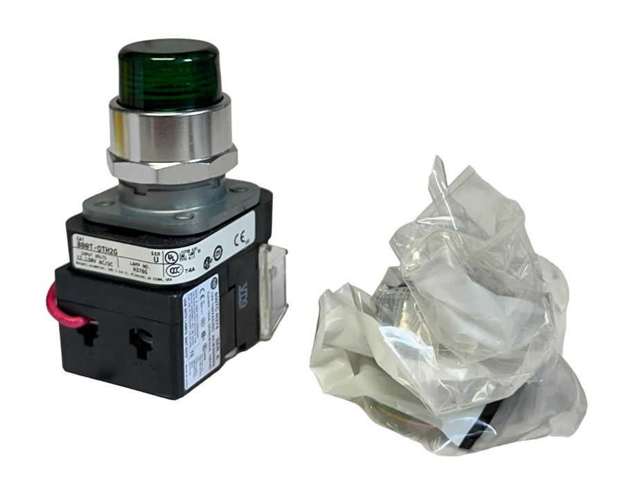 ALLEN BRADLEY 800T-QTH2G /U 30mm PILOT LIGHT PUSH BUTTON GREEN 12-130VAC/DC NSMP