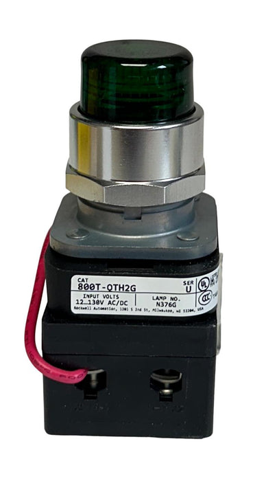 ALLEN BRADLEY 800T-QTH2G /U 30mm PILOT LIGHT PUSH BUTTON GREEN 12-130VAC/DC NSMP