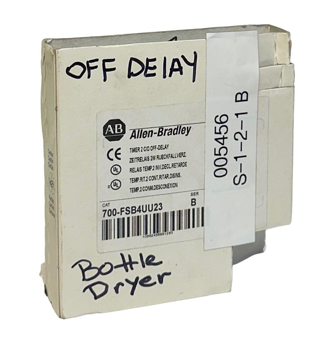 ALLEN BRADLEY 700-FSB4UU23 /B TIMER RELAY 2 C/O OFF-DELAY DIN-RAIL MOUNT NSMP