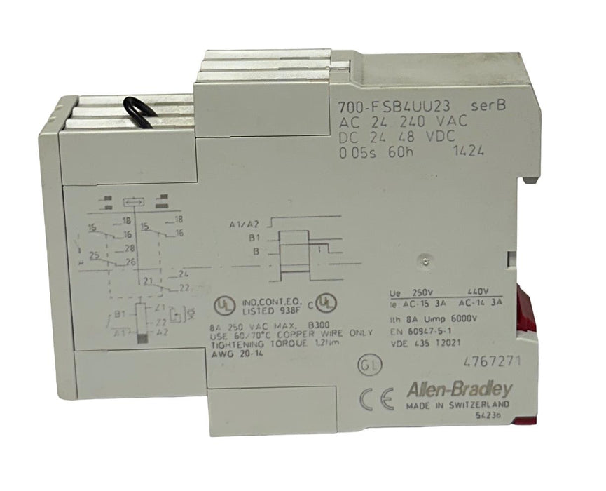 ALLEN BRADLEY 700-FSB4UU23 /B TIMER RELAY 2 C/O OFF-DELAY DIN-RAIL MOUNT NSMP