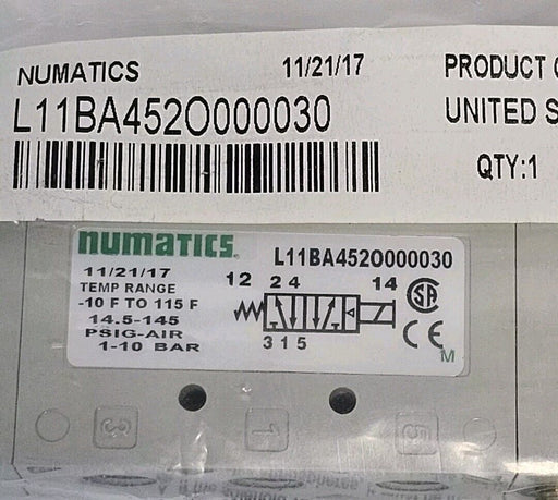 NEW NUMATICS L11BA452O000030 VALVE L1 SERIES 1-10 BAR