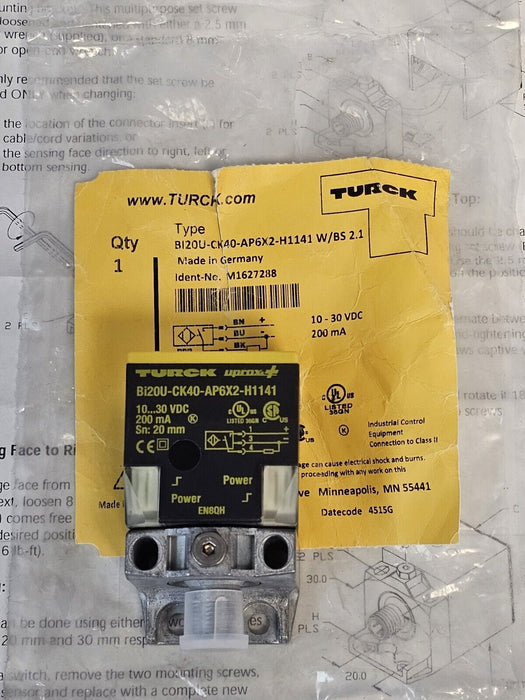 NEW TURCK BI20U-CK40-AP6X2-H1141 W/BS 2.1 PROXIMITY SENSOR IDENT-NO. M1627288