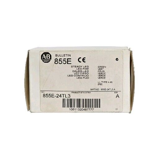 NIB ALLEN BRADLEY 855E-24TL3 STEADY LED GREEN 855E24TL3 SER. A
