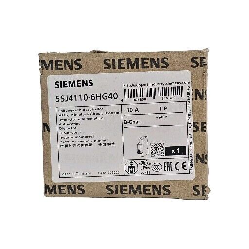 NIB SIEMENS 5SJ4110-6HG40 MINIATURE CIRCUIT BREAKER 5SJ41106HG40