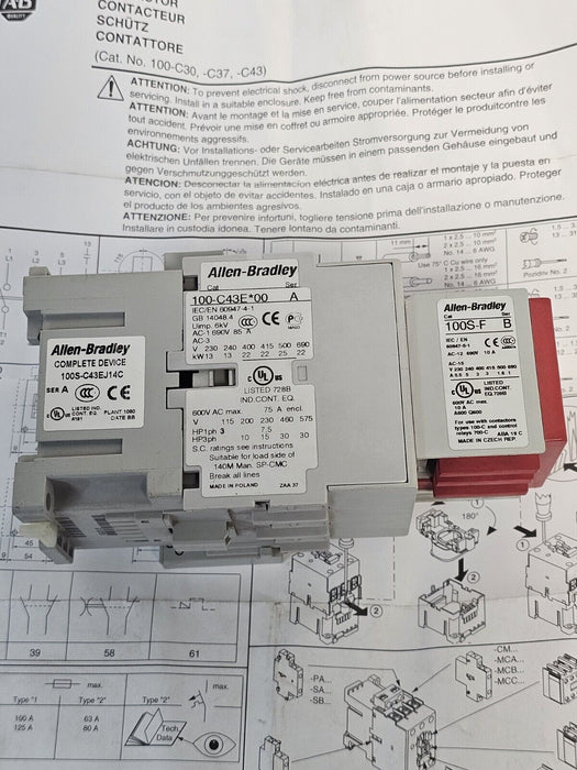 ALLEN BRADLEY 100S-C43EJ14C /A BULLETIN 100S SAFETY CONTACTOR 24VDC 3-POLE