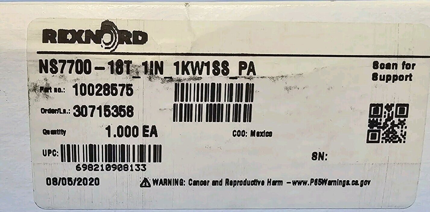 NIB REXNORD 10028575 SPROCKET NS7700-18T_1IN_1KW1SS_PA
