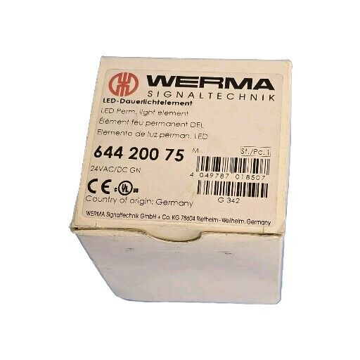 NIB WERMA SIGNALTECHNIK 64420075 LED PERM, LIGHT ELEMENT 24VAC/DC GREEN