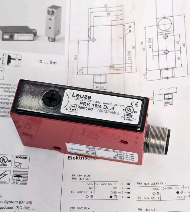 NIB LEUZE PRK 18/4 DL.4 PHOTOELECTRIC SENSOR 50080153