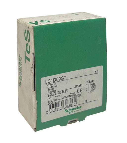 SCHNEIDER ELECTRIC LC1D09G7 TeSys CONTACTOR 3PH 3P 120VAC 50/60Hz COIL NSMP