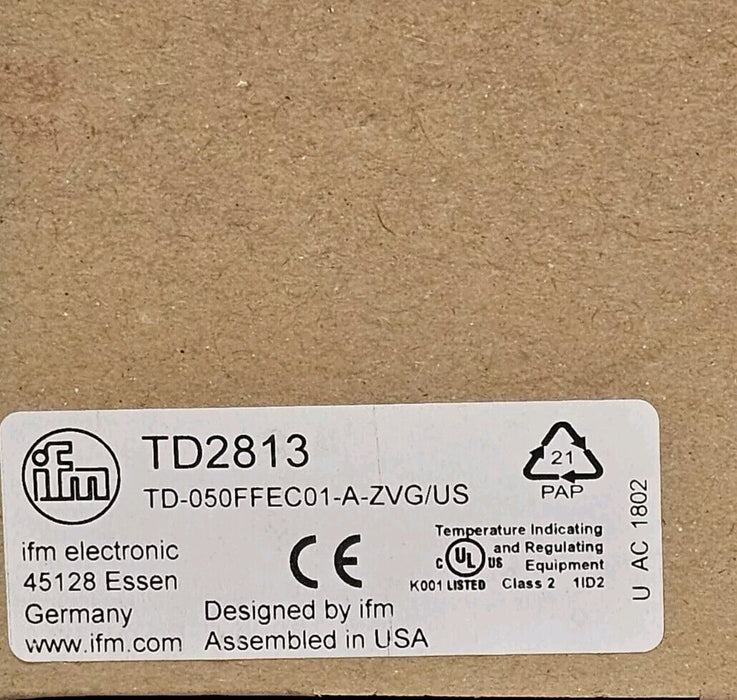 NIB IFM TD-050FFEC01-A-ZVG/US TEMPERATURE TRANSMITTER WITH DISPLAY TD2813