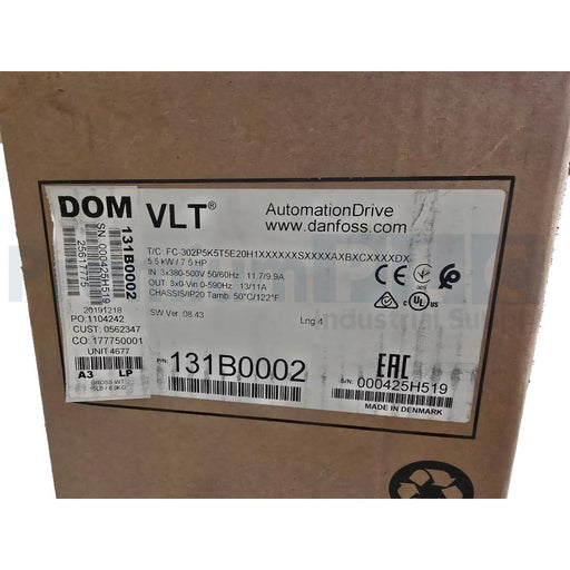 DANFOSS 131B0002 / FC-302P5K5T5E20H1XXXXXXSXXXXAXBXCXXXXDX VLT DRIVE 7.5HP NSFS