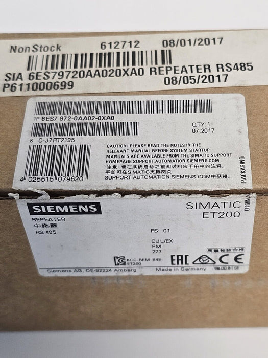NIB SIEMENS 6ES7972-0AA02-0XA0 REPEATER RS 485 6ES79720AA020XA0