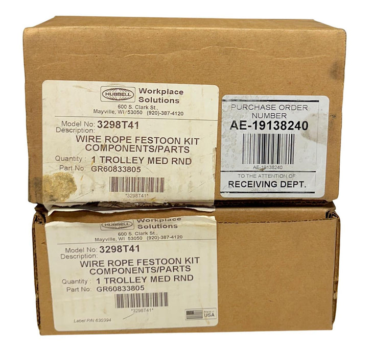 3 HUBBELL 3298T41 / GR60833805 WIRE ROPE FESTOON KIT COMPONENTS/PARTS ...