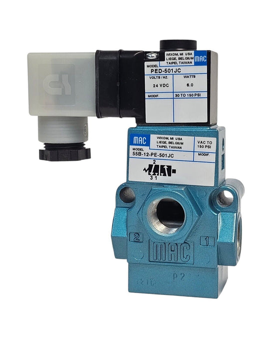 MAC VALVES 55B-12-PE-501JC 55 SERIES 3-WAY SPOOL SOLENOID VALVE 24VDC 6.0W NSMP