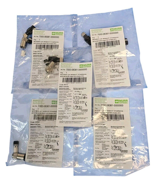 LOT OF 5 NEW MURR ELEKTRONIK 7000-08381-0000000 CONNECTORS