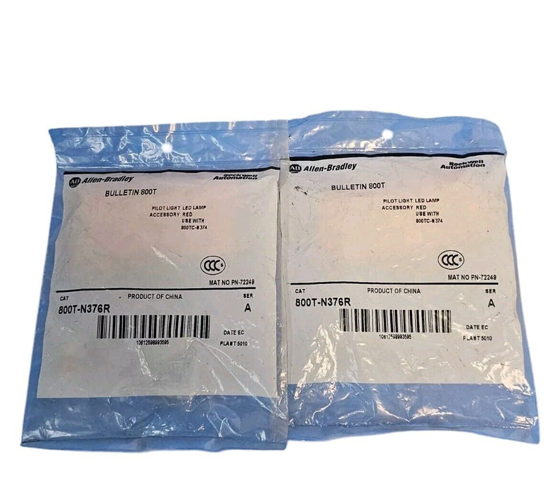 LOT OF 2 NEW ALLEN BRADLEY 800T-N376R PILOT LIGHT LED LAMPS RED SER. A
