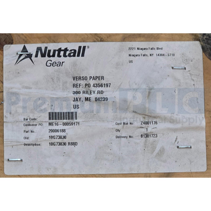 NUTTALL GEAR 20006188 10G73830 R88D TYPE R MODULINE IN-LINE SPEED REDUCER 30HP