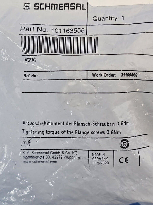 NEW SCHMERSAL 101163555 PUSHBUTTON MOMENTARY NDTRT