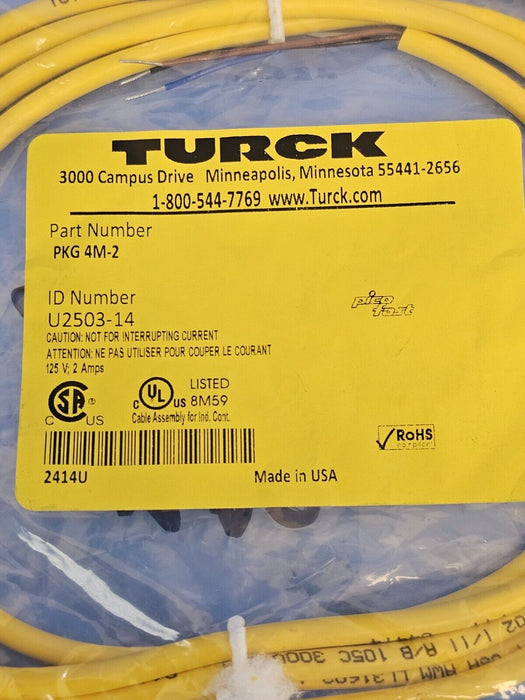 LOT OF 2 NEW TURCK PKG 4M-2 CORDSETS ID NUMBER: U2503-14