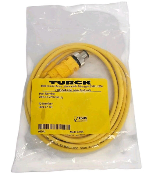 NEW TURCK VBRS 4.4-2PKG 3M-1/1 CORDSET SPLITTER ID NUMBER: U0117-45