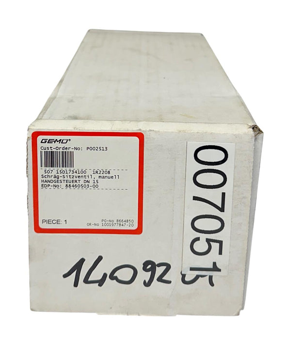 GEMU 507 15D1734100 1R2208 / 88460503-00 ANGLED SEAT VALVE MANUAL NSMP