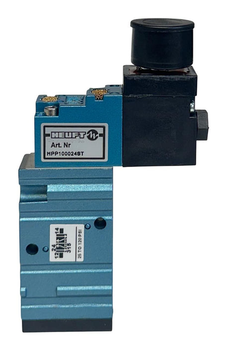 HEUFT MAC HPP100024ST SOLENOID VALVE 24VDC COIL DEDJFJ 25-120PSI NSNP