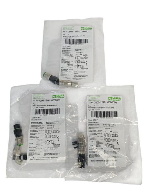 LOT OF 3 NEW MURR ELEKTRONIX 7000-12481-0000000 FIELD WIREABLE CONNECTORS