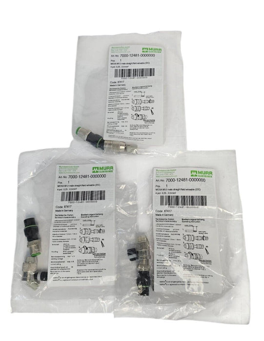 LOT OF 3 NEW MURR ELEKTRONIX 7000-12481-0000000 FIELD WIREABLE CONNECTORS
