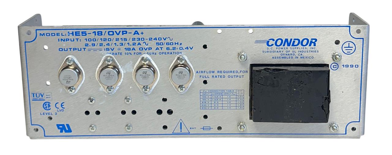 CONDOR HE5-18/OVP-A+ / HE5-18-OV-A+ / 110-43219 DC POWER SUPPLY 5VDC OUT USNP