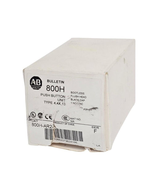 NIB ALLEN BRADLEY 800H-AR2A BOOTLESS FLUSH HEAD PUSH BUTTON SER. F